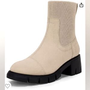 (S-3595)  Rilista Womens Platform Lug Sole Chelsea Ankle Boots Sl…